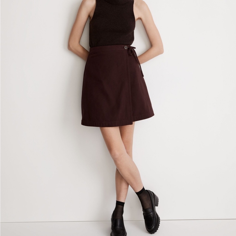 Madewell Moleskin Side-Tie Mini Skirt - Color Chocolate Raisin - Size 00